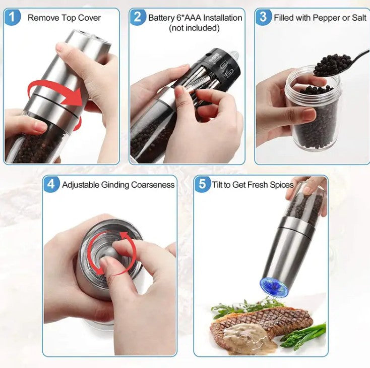 Electric Salt And Pepper Grinder Set
