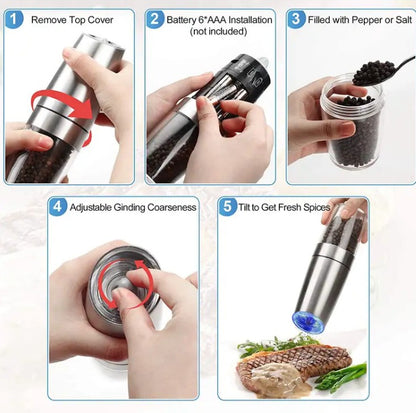 Electric Salt And Pepper Grinder Set