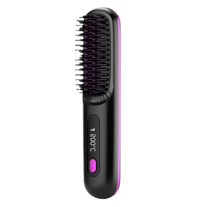 LCD rechargeable wireless straightening comb