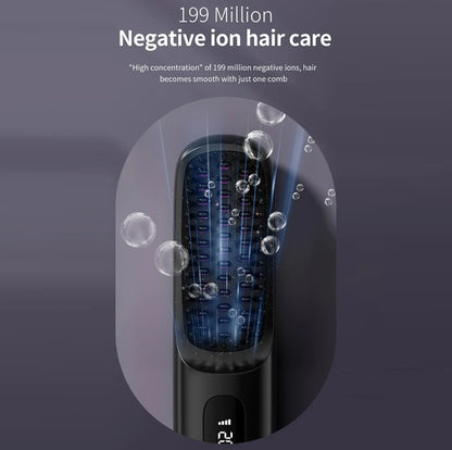 LCD rechargeable wireless straightening comb