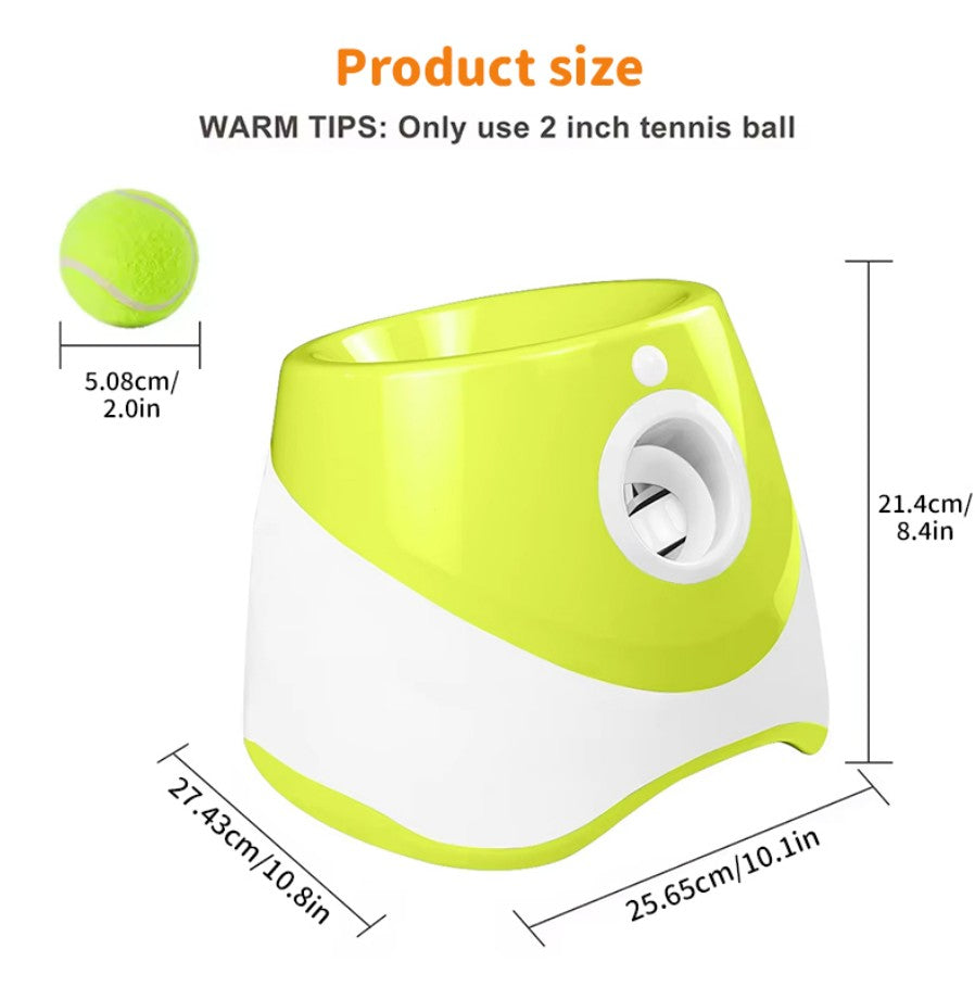 Rechargeable automatic tennis ball launcher for pets
